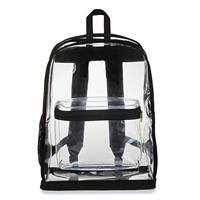 Sac à dos unisexe transparent en PVC, imperméable, avec lettres, couleur unie, fermeture éclair, 30-40L, bretelles à coussin d'air, pour étudiants