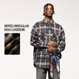 QUICKSHOW Stock Pocket Plaid Overshirt <span class=keywords><strong>giacca</strong></span> cappuccio pesante da uomo <span class=keywords><strong>oversize</strong></span> manica lunga <span class=keywords><strong>giacca</strong></span> autunnale da uomo - Product Image 6