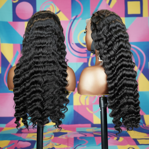 Perruque en <span class=keywords><strong>cheveux</strong></span> humains indiens bruts, ondulée profonde, 30 pouces, et perruque frontale complète bouclée ondulée profonde, 40 pouces, densité 180, 13X6 HD transparente - Product Image 1
