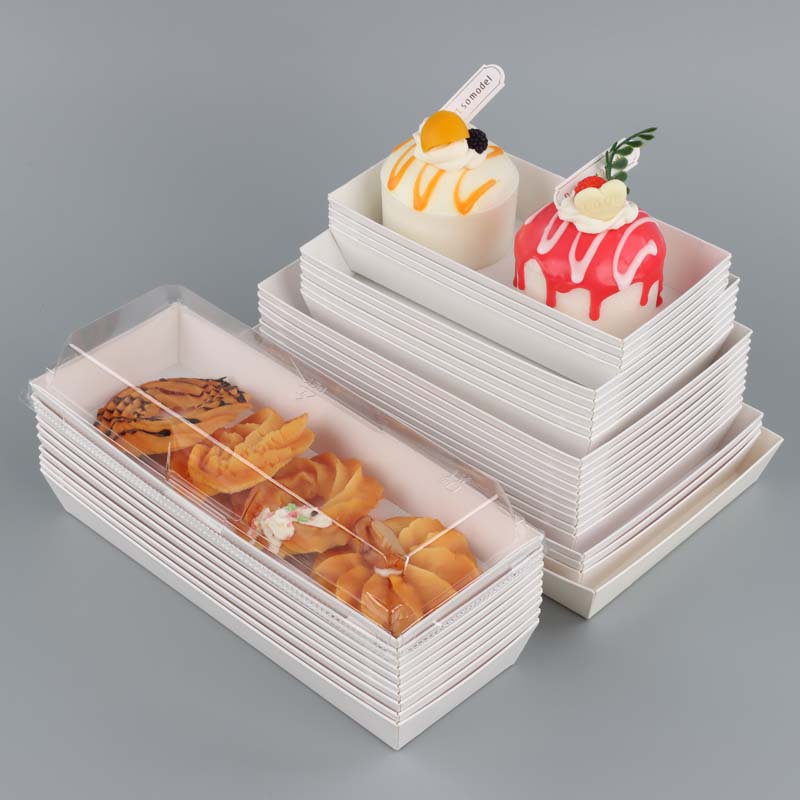 Custom Emballage Alimentaire Sandwich Hamburger Bread Hot Dog Box Kraft Paper Disposable Cake Box With Clear Plastic Lid