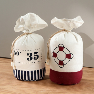 Butée de porte ronde en tissu de style nautique avec motif ancre, à fixer au sol, décorative pour la maison - Product Image 3