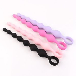 Tapón Anal de Silicona con Anillo de Agarre, Negro, Rosa, Morado, Rojo Rosa, Juguete de Estimulación para Adultos, Unisex - Product Image 1
