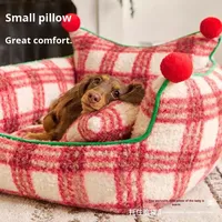 Weihnachtliches Hundebett Ganzjährig Sommer/Winter Universal Abnehmbar Waschbar Sofa Warmes Nest für Kleine Hunde Teddy Bichon Modern und Stilvoll