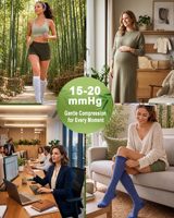 Chaussettes de compression en bambou, hauteur genou, 15-20 mmHg, douces, respirantes, haute qualité, pour longs voyages, grossesse