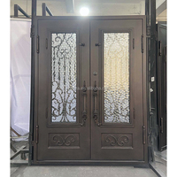 Porte d'entrée à double panneaux de style battant, norme européenne, tôle d'acier laminée à froid, fabricant de portes de sécurité, porte de sécurité en acier