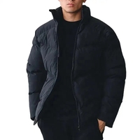 Jaket Pria Desain Polos Laris Manis, Jaket Puffer Anti Angin untuk Luar Ruangan, Jaket Pria Kerah Tegak Hangat, Mantel Jaket Pria