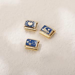 Vente en gros <span class=keywords><strong>d</strong></span>'un <span class=keywords><strong>autre</strong></span> maillons de charme italien coeur de poisson lune coloré à la mode pour bracelet en acier inoxydable de 9mm DJ1443 - Product Image 1