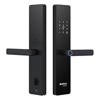 Serrure de porte électrique à commande à distance via l'application TTlock, serrure intelligente à empreintes digitales, mot de passe, carte-clé, serrure numérique intelligente pour porte d'entrée en bois ou en acier