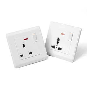 Interruptor de pared eléctrico doble, toma de corriente estándar británico, fabricado en china, K1.2