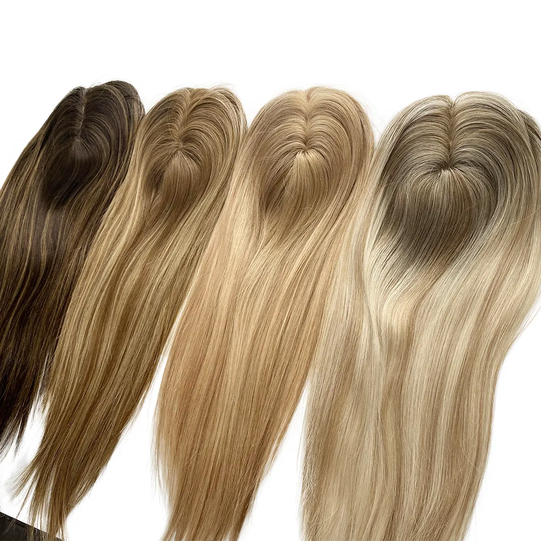 Neues Design Fabrik doppelt eingezogenes menschliches Topper-Seidenbasis-Haarverlängerung kundenspezifische Farbe menschliches luxus-Europäisches Haarqualität