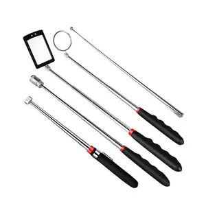 5 Pack Magnetic Pick-Up Tool Telescopic Pick-up Rod And 360-degree Rotating Inspection Mirror With LED Light