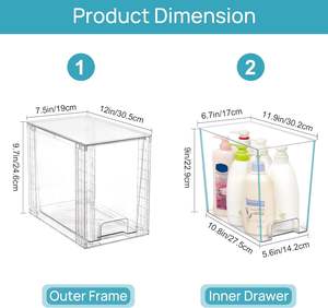Organizador de Cajones Apilables de 12'', Organizador Desmontable de Plástico Transparente para Escritorio y Gabinete - Product Image 3