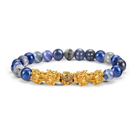 Feng Shui Pixiu bonne chance Bracelets pour hommes femmes pierres précieuses naturelles énergie de guérison obsidienne Pi Yao Dragon charme Bracelet perlé
