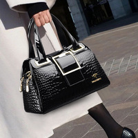 Sac à main Boston de luxe grande capacité pour femme B&Y, motif crocodile, en cuir PU imperméable, sac fourre-tout multicolore