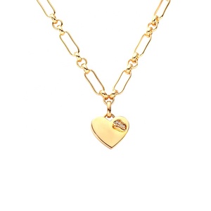 Milskye moda delicada joyería 18K oro latón circón roto corazón colgante collar - Product Image 1