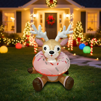 Renne gonflable de Noël de 1,2 m pour extérieur, décoration mignonne avec LED intégrées pour fêtes, jardin et pelouse