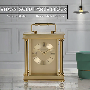 High Quality Durable Brass <b>Gold</b> Metal Geometric Shape Quartz Analog Table <b>Clock</b> with Minimalist Design Needle Display for Desk - Product Image 5