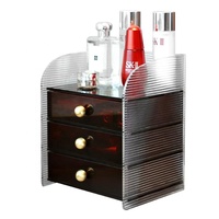 MY CRAFTS Boîte de rangement cosmétique anti-poussière en acrylique à 3 niveaux, grande capacité, organisateur de bureau pour rouges à lèvres et soins de la peau