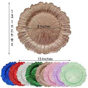 Bulk 13 Inch Rose Gold Charger <b>Plates</b> Unbreakable Acrylic Reef Texture <b>Decorative</b> <b>Plates</b> for Christmas Party Wedding Decor - Product Image 1