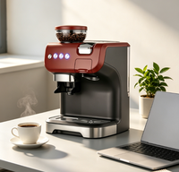 Machine à café électrique avec moulin à café intégré en acier inoxydable, pompe 19 bars, compatible multi-capsules, réservoir d'eau transparent de 2 L