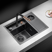 Nouveaux produits chauds Nano évier de cuisine caché multifonctionnel fait à la main avec lave-gobelet