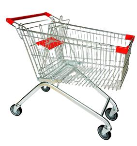 Supermarkt Hand Push Winkelen <span class=keywords><strong>Trolley</strong></span> Staal Materiaal Verzinkt Winkelwagen - Product Image 1