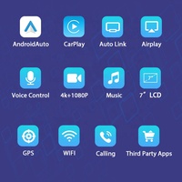 Système multimédia vidéo de voiture portable avec écran tactile de 7 pouces, CarPlay sans fil, Android Auto filaire, tablette de voiture, caméra de tableau de bord à double objectif