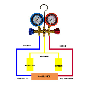HUBEN Manifold <span class=keywords><strong>Gauge</strong></span> Set R410A R22 R404A HVAC A/C Kältetechnik Lades ervice Diagnose kältemittel 5ft Schlauch - Product Image 3