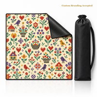 Tapis de Mahjong en Point de Croix Sans Règles, 31,5x31,5 Pouces, Tapis de Poker, Housse de Table de Jeu, Housse de Table Pliable, Tissu de Mahjong