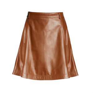 High Quality Women's Summer Genuine Leather Mini Skirt Casual <b>Elastic</b> Waist Natural Loose Soft Breathable Knitted Customizable - Product Image 1