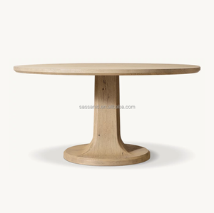 Conjuntos de comedor de lujo con diseño de mediados de siglo OEM Sassanid, mesa de comedor redonda Evette de roble blanco americano - Product Image 2