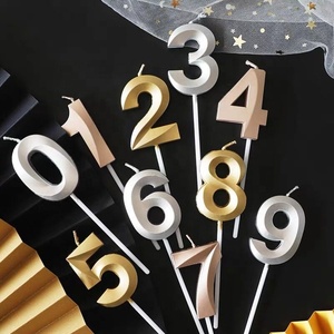 Huaming-venta al por mayor de fábrica, número de cumpleaños, <span class=keywords><strong>velas</strong></span> de 0 a 9 colores metálicos dorados, feliz cumpleaños, Números brillantes - Product Image 2