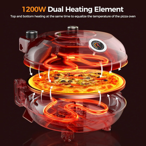 <span class=keywords><strong>Four</strong></span> à <span class=keywords><strong>pizza</strong></span> électrique de comptoir de 12 pouces Machine domestique intérieure portable avec <span class=keywords><strong>four</strong></span> à pierre noire à croûte croustillante de chauffage à 420 degrés - Product Image 4