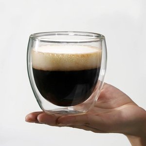 Tasses à café en verre à double paroi isolées de 250 ml, parfaites pour le cappuccino, l'espresso, tasses en verre borosilicate transparent pour le café - Product Image 4