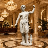 Statue de Diane la chasseuse en marbre blanc sculptée à la main - Sculpture de jardin traditionnelle grandeur nature