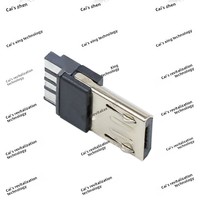 Conector Micro-USB Tipo B Macho de 5 Pines para Soldar con Pines Delanteros y Traseros y Conector para Micrófono