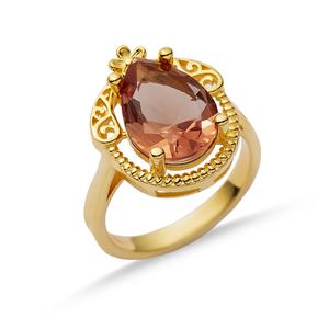 Anillo de racimo de piedra CZ redonda con forma de pera de sultanita, venta al por mayor, joyería de plata de ley 925 hecha a mano turca - Product Image 3