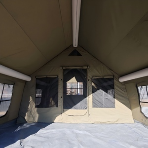 High Quality Four-season Outdoor Waterproof Green TC Cotton Inflatable Tent Two Bedrooms Extendable Awning for Family Camping - Product Image 3