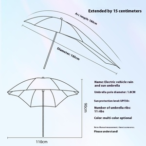 Parapluie droit détachable moderne pour trottinette électrique, en tissu nylon 190T, avec commande manuelle, housse de protection contre la <span class=keywords><strong>pluie</strong></span>, tout-en-un pour vélo électrique et voyage - Product Image 4