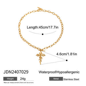 Shopping di lusso per gioielli <span class=keywords><strong>Online</strong></span> placcato <span class=keywords><strong>oro</strong></span> 18k impermeabile croce collana gioielli in acciaio inox per le donne - Product Image 2