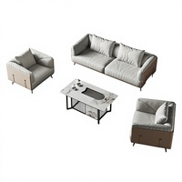 Ensemble de canapés de réception pour bureau, zone de négociation commerciale, canapé moderne minimaliste en cuir deux ou trois places, table basse