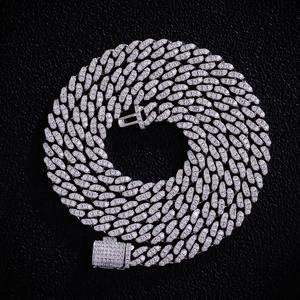 Real Solid 925Sterling <b>Silver</b> 6-15mm Moissanite Cuban Chain <b>Bracelet</b> Iced Out Miami Cuban Link Chain Hiphop Jewelry for <b>Men</b> Gift - Product Image 3