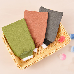 Bath Gloves Exfoliating Towel Double Sided Gentle On Skin For Bathing <b>Shower</b> Use Grey Green Champagne Color - Product Image 1