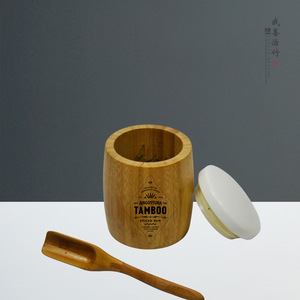 <b>Bamboo</b> Tea Canister Airtight Storage Cylinder Yellow Lid Spice <b>Container</b> For Tea Packaging - Product Image 4