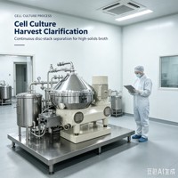 Centrifuge Cakram Industri dengan Pembuangan Otomatis, Pemisah Tiga Fasa untuk Klarifikasi Kultur Sel Bioproses