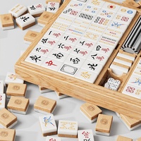 Boîte de Mahjong en bois de luxe avec peinture brillante, tuiles de Mahjong personnalisées, aimants, jeu de Mahjong 144 tuiles, boîte en bois Majiang