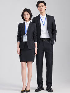 Costume d'affaires noir pour étudiants masculins, fonctionnaires, entretien, coupe ajustée, col cranté, doublure collée, polyester - Product Image 4