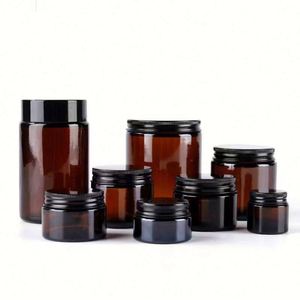Tarro de almacenamiento de vidrio transparente/ámbar de 4oz, 8oz, 16oz con serigrafía, estampado dorado, acabado esmerilado y tapa de bambú - Product Image 4