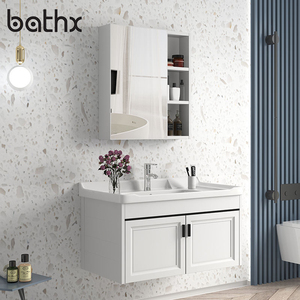High Quality Wall-Mounted Aluminum Carbon Fiber Bathroom Vanity Cabinet with Mirror Washing Basin