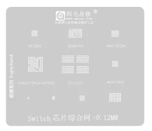 Amaoe bga200/bcm4354/max77620a/nfcbea/ODNX02-A2/max77812 77620a tin mẫu cho nintend chuyển đổi thép lưới BGA reballing Stencil